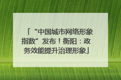 “中国城市网络形象指数”发布！衡阳：政务效能提升治理形象