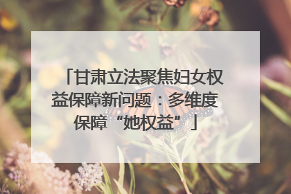 甘肃立法聚焦妇女权益保障新问题：多维度保障“她权益”