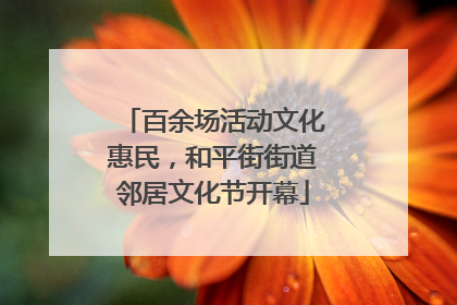 百余场活动文化惠民，和平街街道邻居文化节开幕