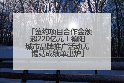 签约项目合作金额超220亿元！德阳城市品牌推广活动无锡站成绩单出炉