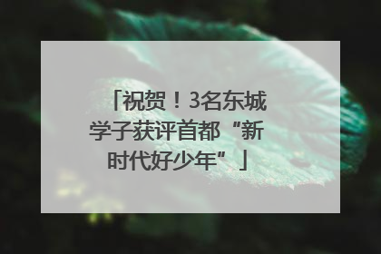 祝贺！3名东城学子获评首都“新时代好少年”