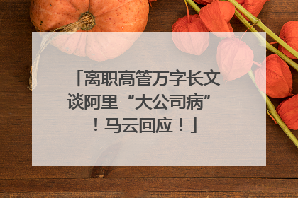 离职高管万字长文谈阿里“大公司病”！马云回应！