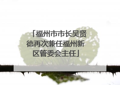 福州市市长吴贤德再次兼任福州新区管委会主任