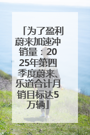 为了盈利蔚来加速冲销量：2025年第四季度蔚来、乐道合计月销目标达5万辆
