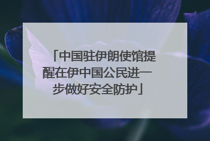 中国驻伊朗使馆提醒在伊中国公民进一步做好安全防护