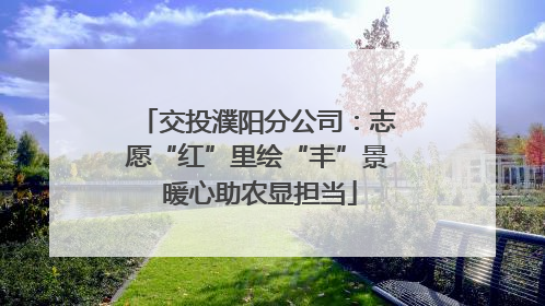 交投濮阳分公司：志愿“红”里绘“丰”景 暖心助农显担当