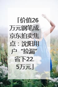 价值26万元钢笔成京东拍卖焦点：沈阳用户“捡漏”省下22.5万元