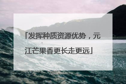 发挥种质资源优势，元江芒果香更长走更远
