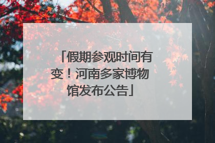 假期参观时间有变！河南多家博物馆发布公告