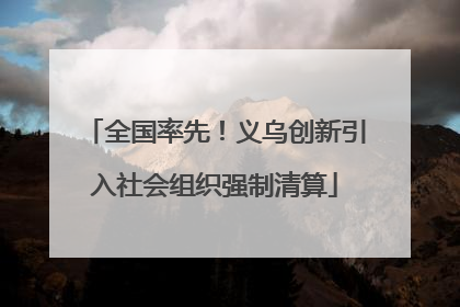 全国率先！义乌创新引入社会组织强制清算