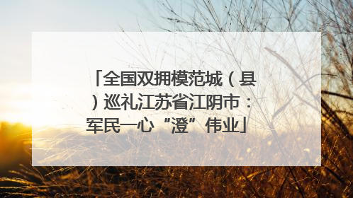 全国双拥模范城（县）巡礼江苏省江阴市：军民一心“澄”伟业