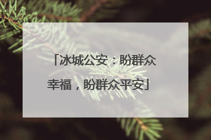 冰城公安：盼群众幸福，盼群众平安