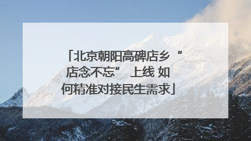 北京朝阳高碑店乡“店念不忘” 上线 如何精准对接民生需求