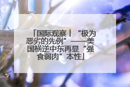 国际观察丨“极为恶劣的先例”——美国横逆中东再显“强食弱肉”本性