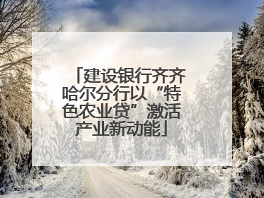 建设银行齐齐哈尔分行以“特色农业贷”激活产业新动能