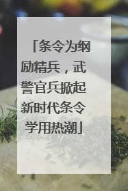 条令为纲励精兵，武警官兵掀起新时代条令学用热潮