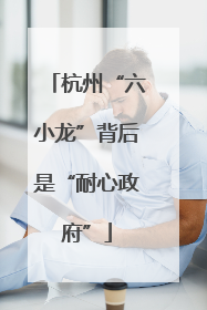杭州“六小龙”背后是“耐心政府”