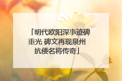 明代欧阳深事迹碑重光 碑文再现泉州抗倭名将传奇