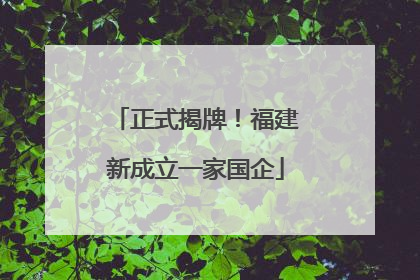 正式揭牌！福建新成立一家国企