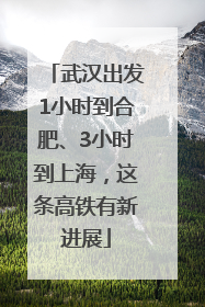 武汉出发1小时到合肥、3小时到上海，这条高铁有新进展