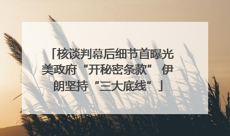 核谈判幕后细节首曝光 美政府“开秘密条款” 伊朗坚持“三大底线”