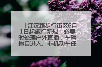 江汉路步行街区6月1日起施行新规：必要时处理户外直播；车辆擅自进入、非机动车任意停放的，依法处理