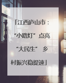江西庐山市：“小路灯”点亮“大民生” 乡村振兴稳提速
