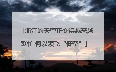 浙江的天空正变得越来越繁忙 何以领飞“低空”