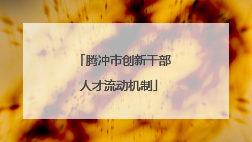 腾冲市创新干部人才流动机制