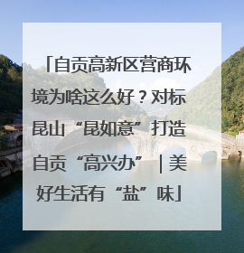 自贡高新区营商环境为啥这么好？对标昆山“昆如意”打造自贡“高兴办”｜美好生活有“盐”味