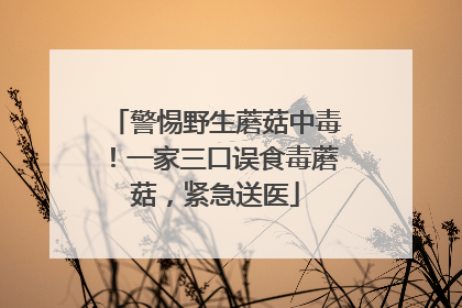 警惕野生蘑菇中毒！一家三口误食毒蘑菇，紧急送医