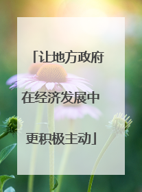 让地方政府在经济发展中更积极主动