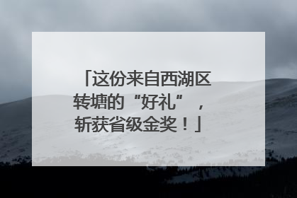 这份来自西湖区转塘的“好礼”，斩获省级金奖！