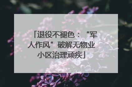 退役不褪色：“军人作风”破解无物业小区治理顽疾