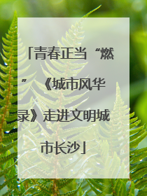 青春正当“燃” 《城市风华录》走进文明城市长沙