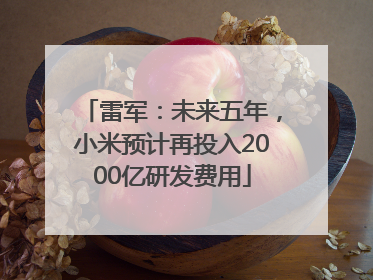 雷军：未来五年，小米预计再投入2000亿研发费用
