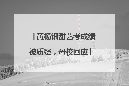 黄杨钿甜艺考成绩被质疑，母校回应