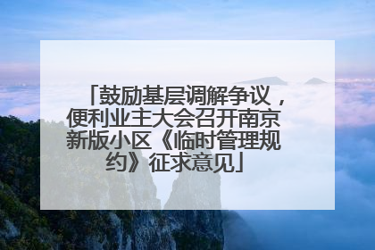 鼓励基层调解争议，便利业主大会召开南京新版小区《临时管理规约》征求意见