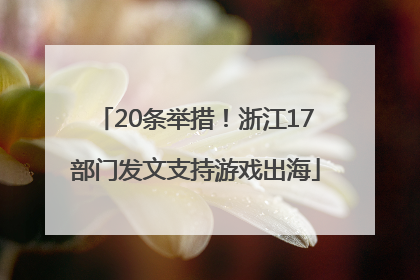 20条举措！浙江17部门发文支持游戏出海